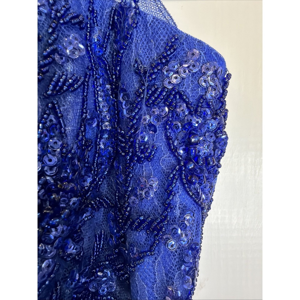 SHERRI HILL  51939 prom dress / ball gown size 0 royal blue with rhinestones - Picture 7 of 14